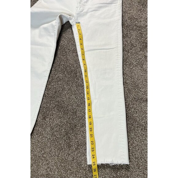 Mother Women’s The Rascal Crop Fray Jeans Size 30 White Stretch Mid Rise Zipper - Picture 11 of 16